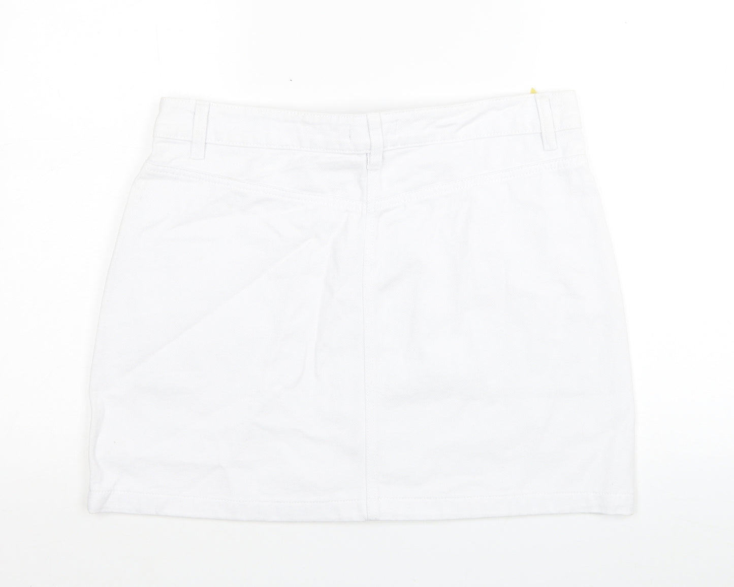 Matalan Womens White Cotton Mini Skirt Size 14 Zip