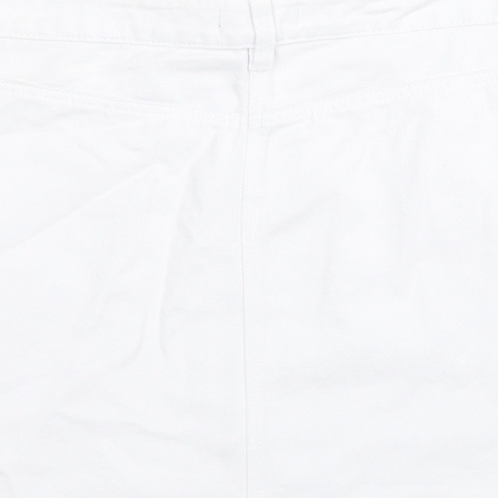 Matalan Womens White Cotton Mini Skirt Size 14 Zip