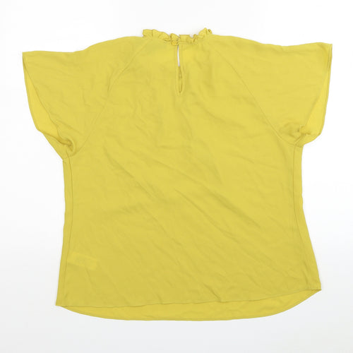Primark Womens Yellow Polyester Basic Blouse Size 12 Mock Neck