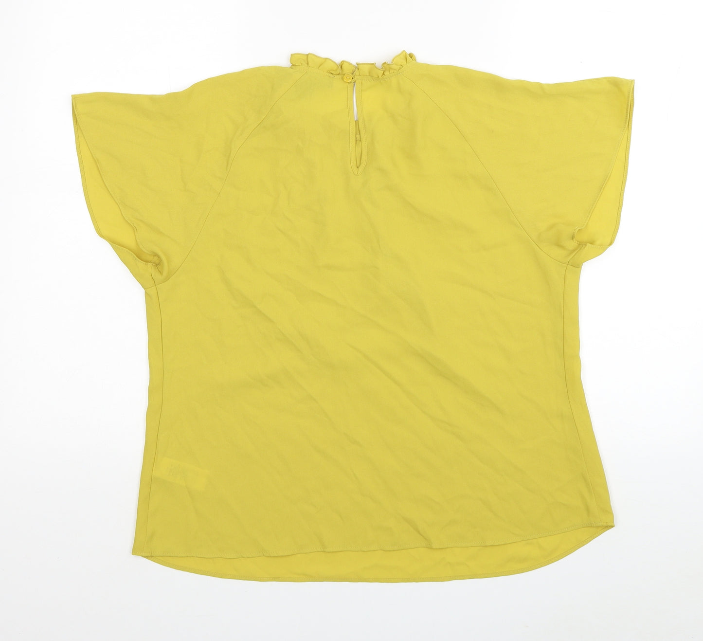 Primark Womens Yellow Polyester Basic Blouse Size 12 Mock Neck