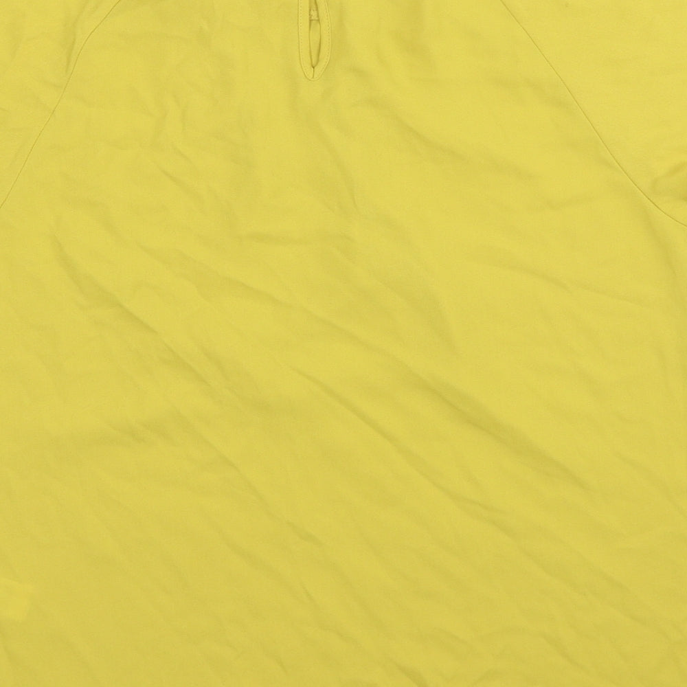 Primark Womens Yellow Polyester Basic Blouse Size 12 Mock Neck