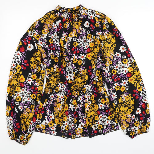 Outrageous Womens Multicoloured Floral Polyester Tunic Blouse Size 12 Round Neck