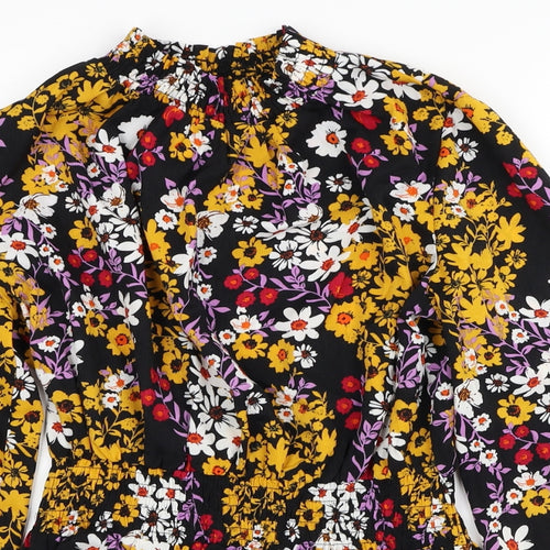 Outrageous Womens Multicoloured Floral Polyester Tunic Blouse Size 12 Round Neck