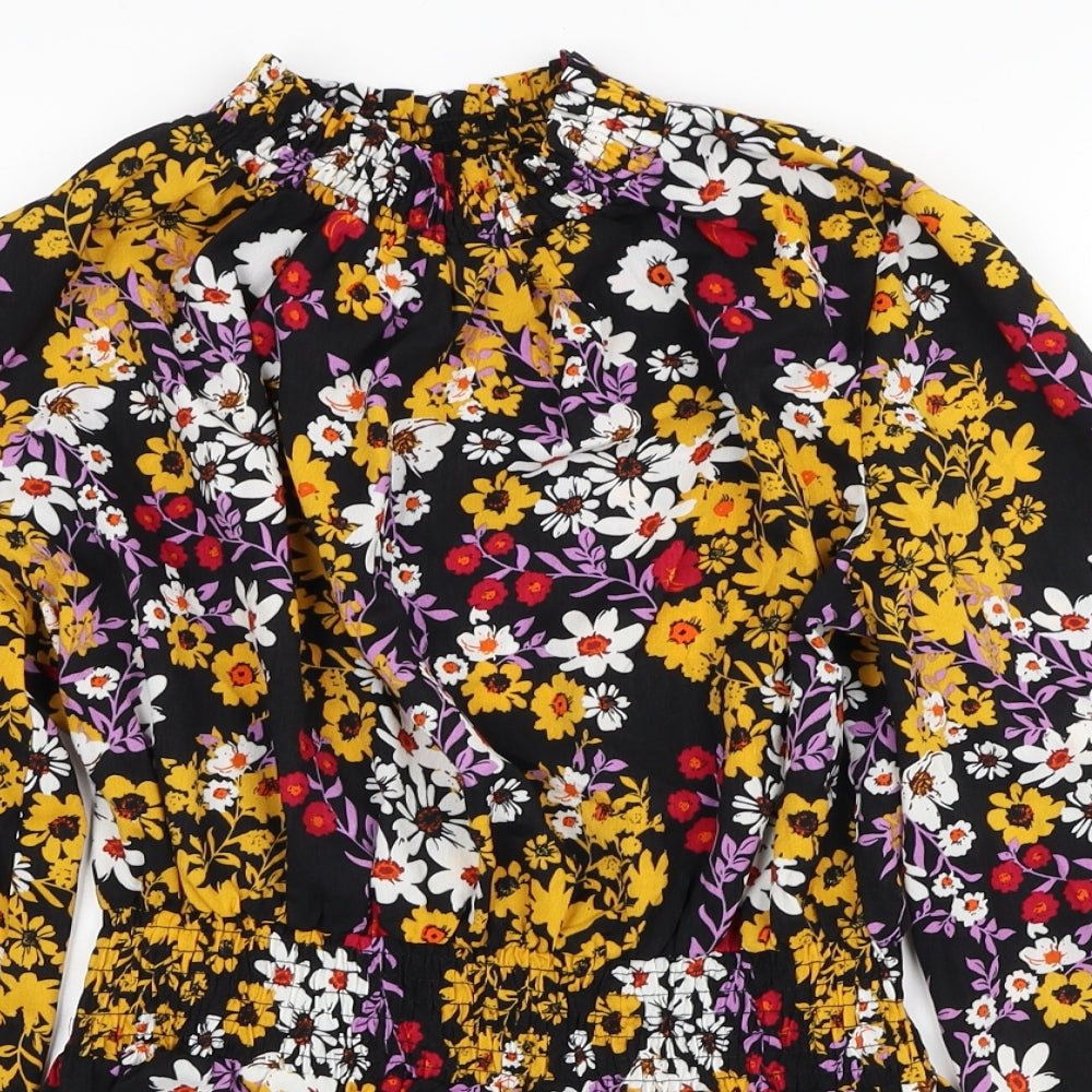Outrageous Womens Multicoloured Floral Polyester Tunic Blouse Size 12 Round Neck