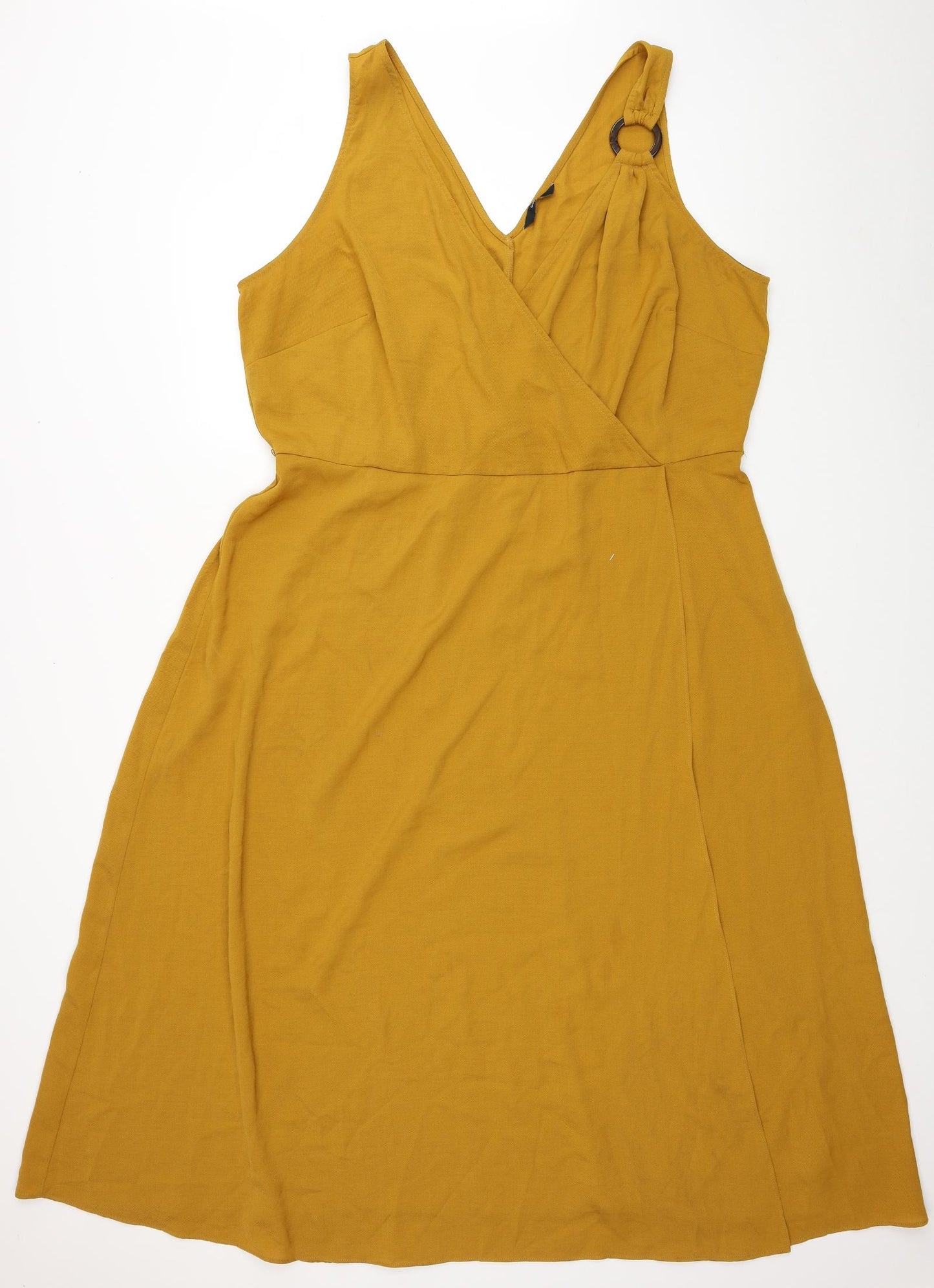 George Womens Yellow Polyester Maxi Size 22 V-Neck Pullover