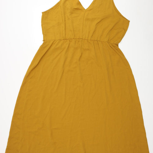 George Womens Yellow Polyester Maxi Size 22 V-Neck Pullover