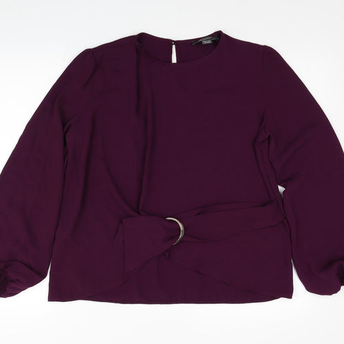 Primark Womens Purple Polyester Basic Blouse Size 6 Round Neck