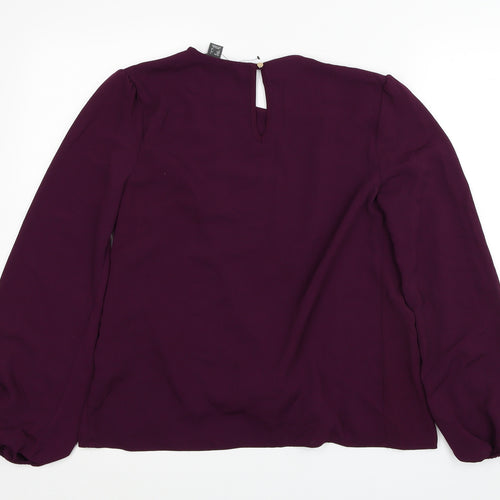 Primark Womens Purple Polyester Basic Blouse Size 6 Round Neck