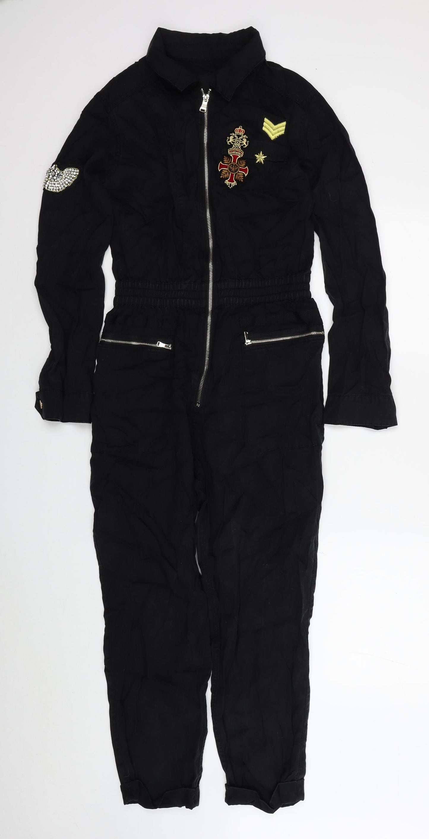 River Island Womens Black Lyocell Jumpsuit One-Piece Size 8 L24 in Zip