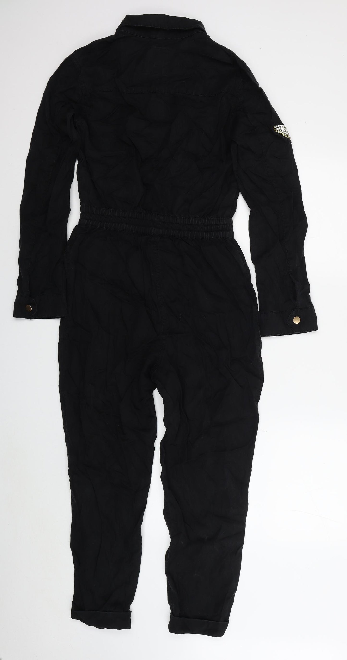 River Island Womens Black Lyocell Jumpsuit One-Piece Size 8 L24 in Zip