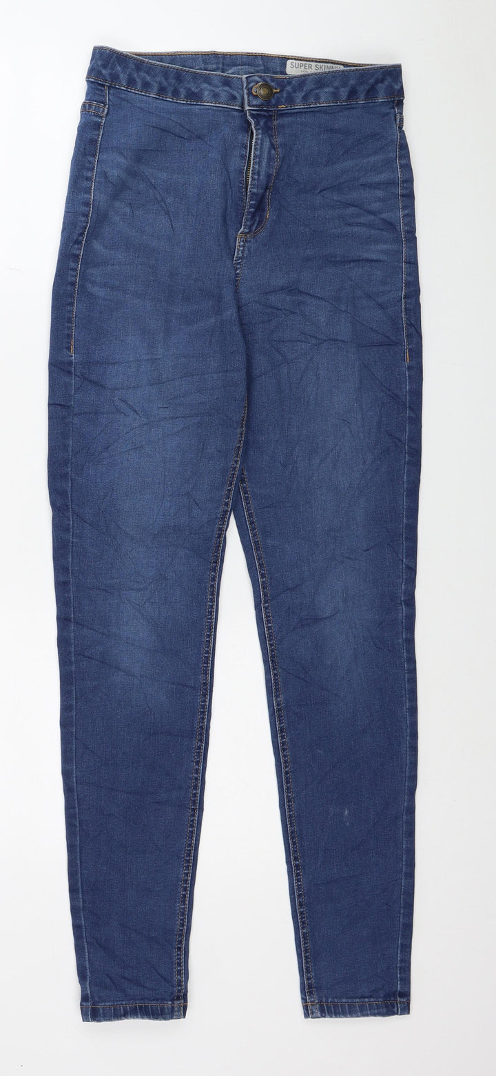 Marks and Spencer Womens Blue Cotton Skinny Jeans Size 8 L28 in Regular Button
