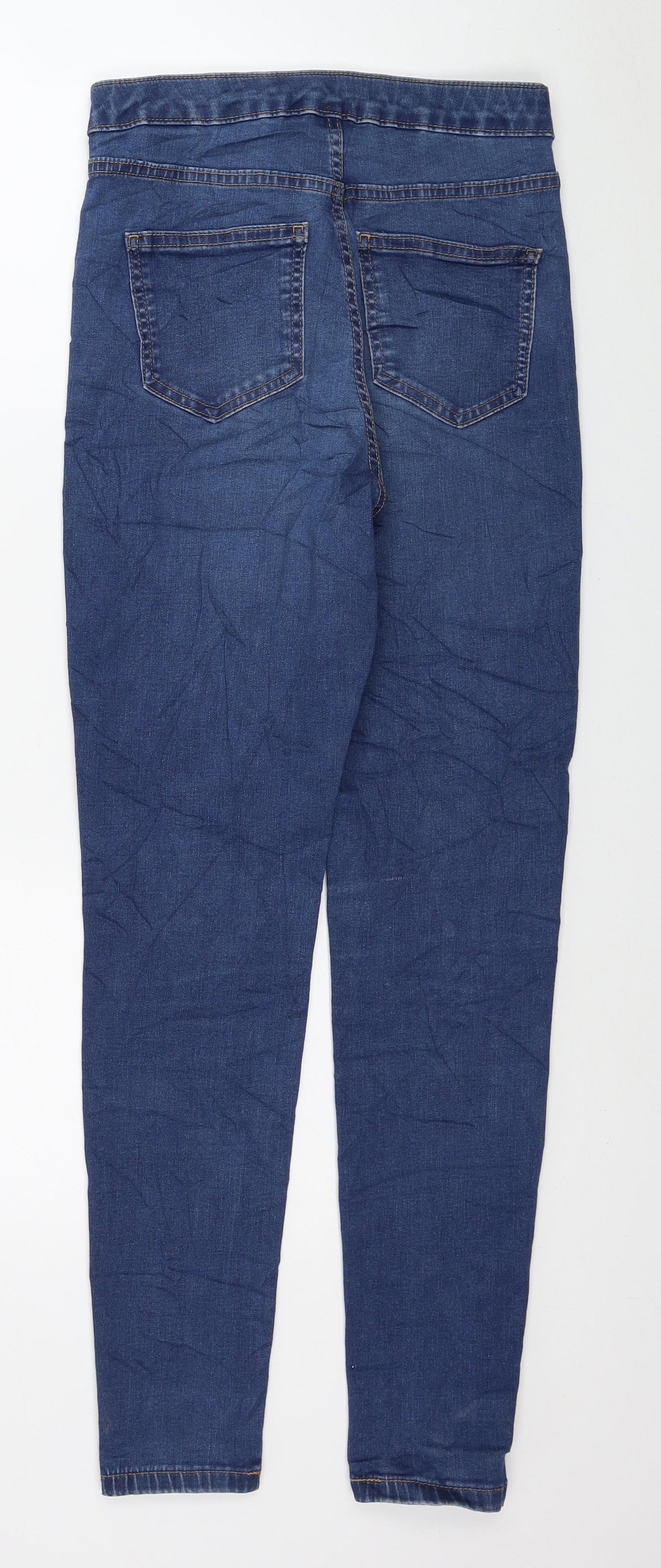 Marks and Spencer Womens Blue Cotton Skinny Jeans Size 8 L28 in Regular Button