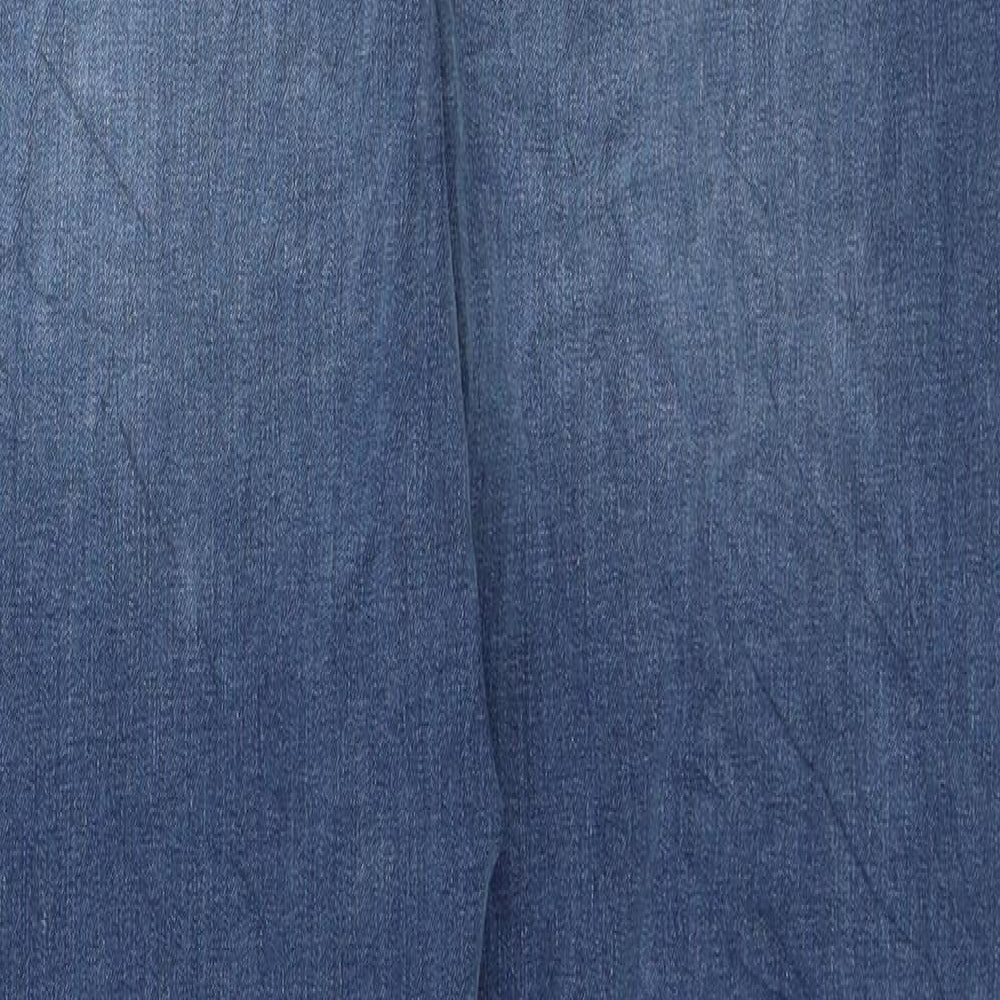 Marks and Spencer Womens Blue Cotton Straight Jeans Size 16 L30 in Regular Button