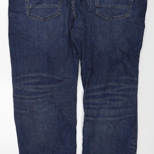 Marks and Spencer Mens Blue Cotton Straight Jeans Size 44 in L29 in Regular Button