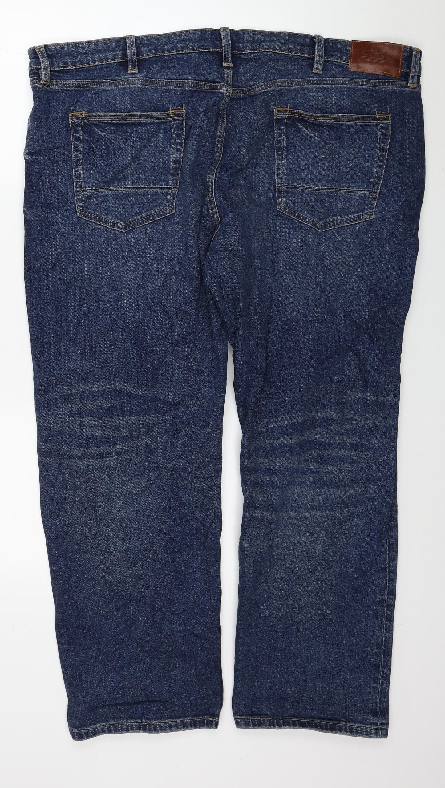 Marks and Spencer Mens Blue Cotton Straight Jeans Size 44 in L29 in Regular Button
