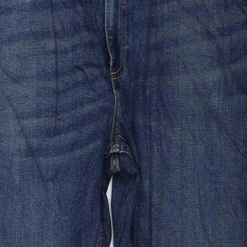 Marks and Spencer Mens Blue Cotton Straight Jeans Size 44 in L29 in Regular Button