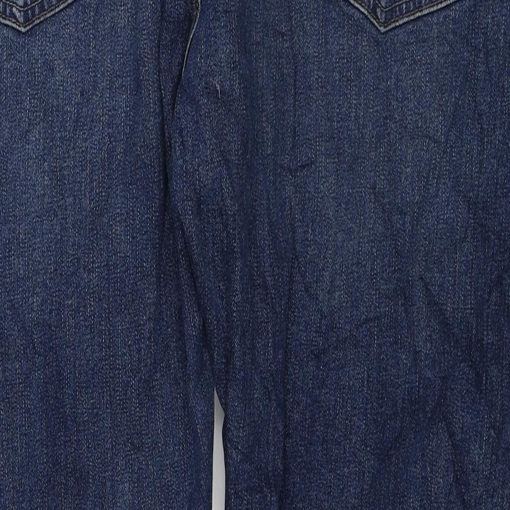 Marks and Spencer Mens Blue Cotton Straight Jeans Size 44 in L29 in Regular Button