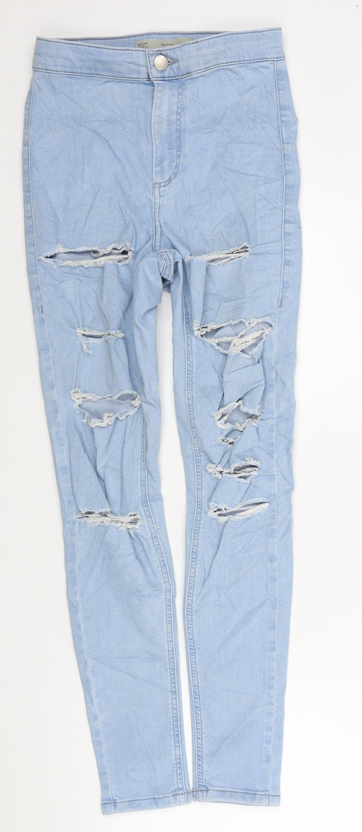 Topshop Womens Blue Cotton Skinny Jeans Size 25 in L30 in Regular Button