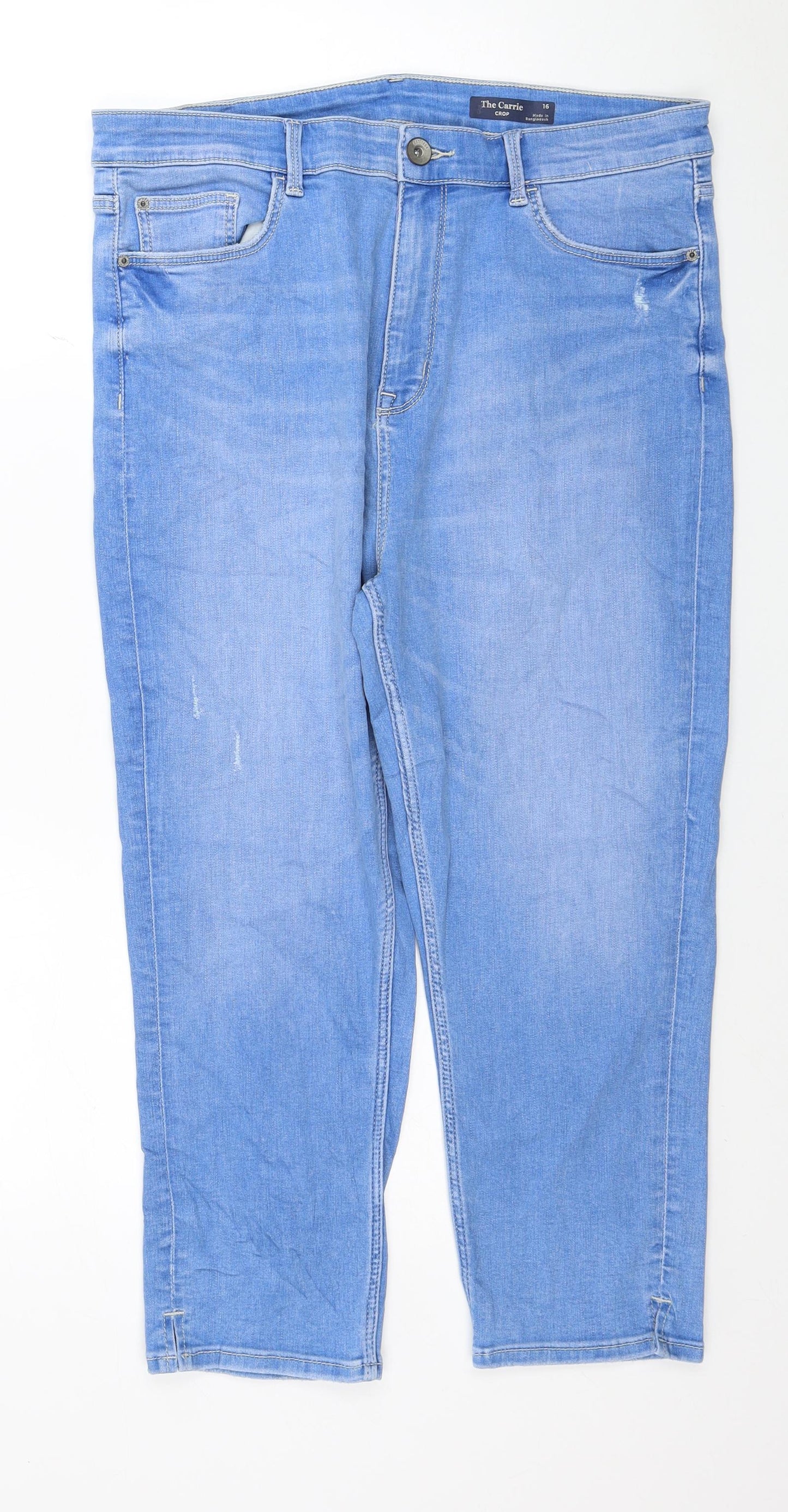 Marks and Spencer Womens Blue Cotton Cropped Jeans Size 16 L21 in Regular Button