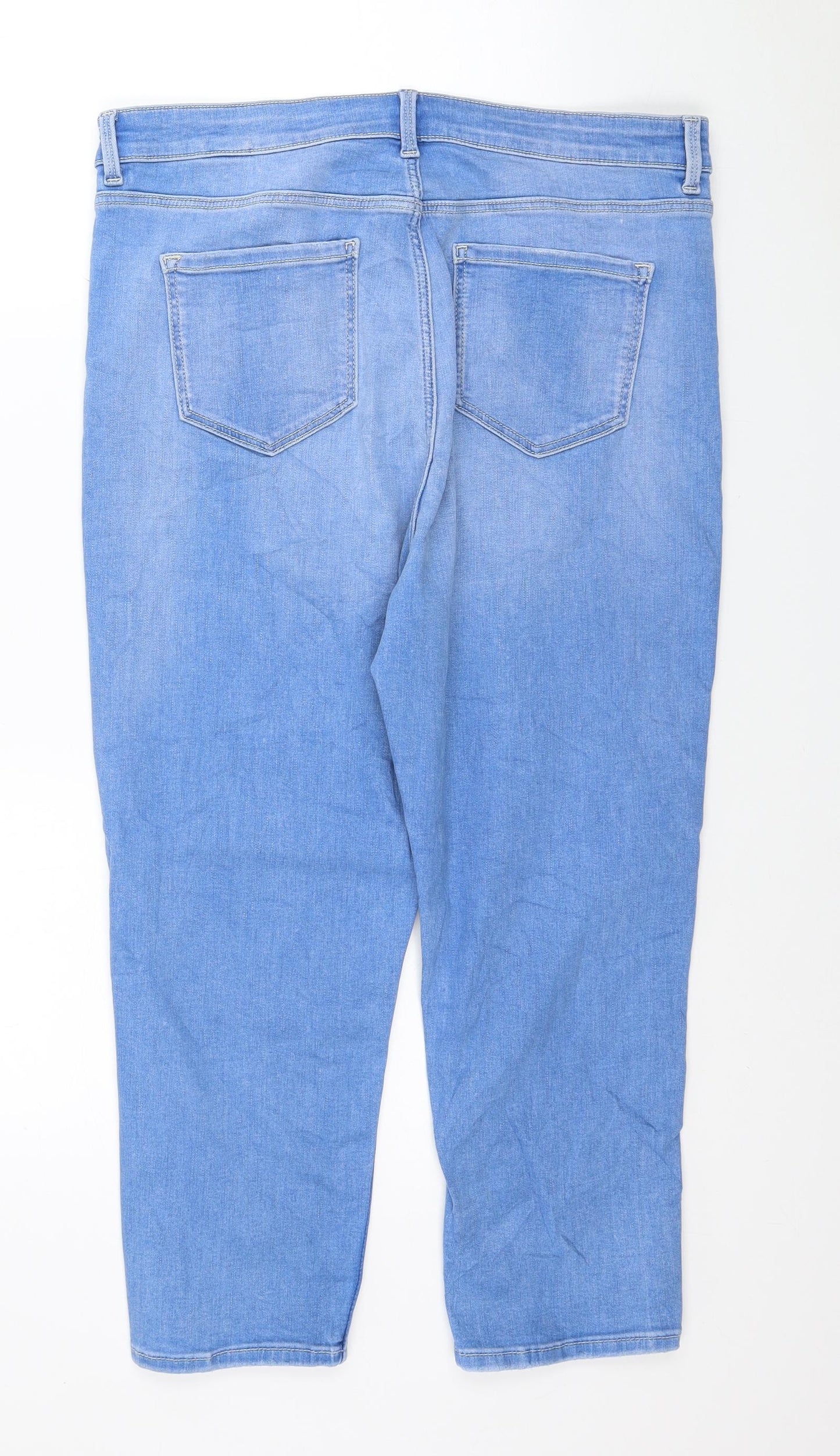 Marks and Spencer Womens Blue Cotton Cropped Jeans Size 16 L21 in Regular Button