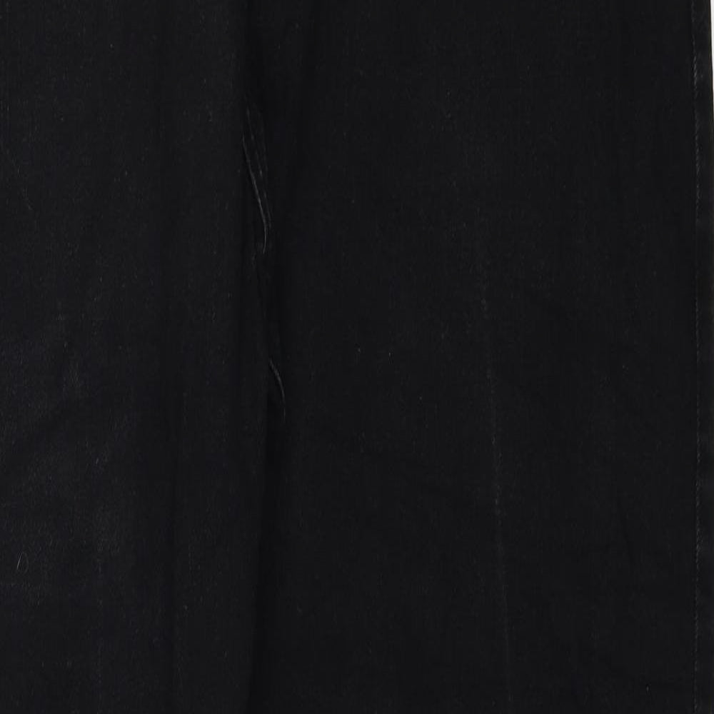Marks and Spencer Mens Black Cotton Straight Jeans Size 36 in L31 in Slim Button
