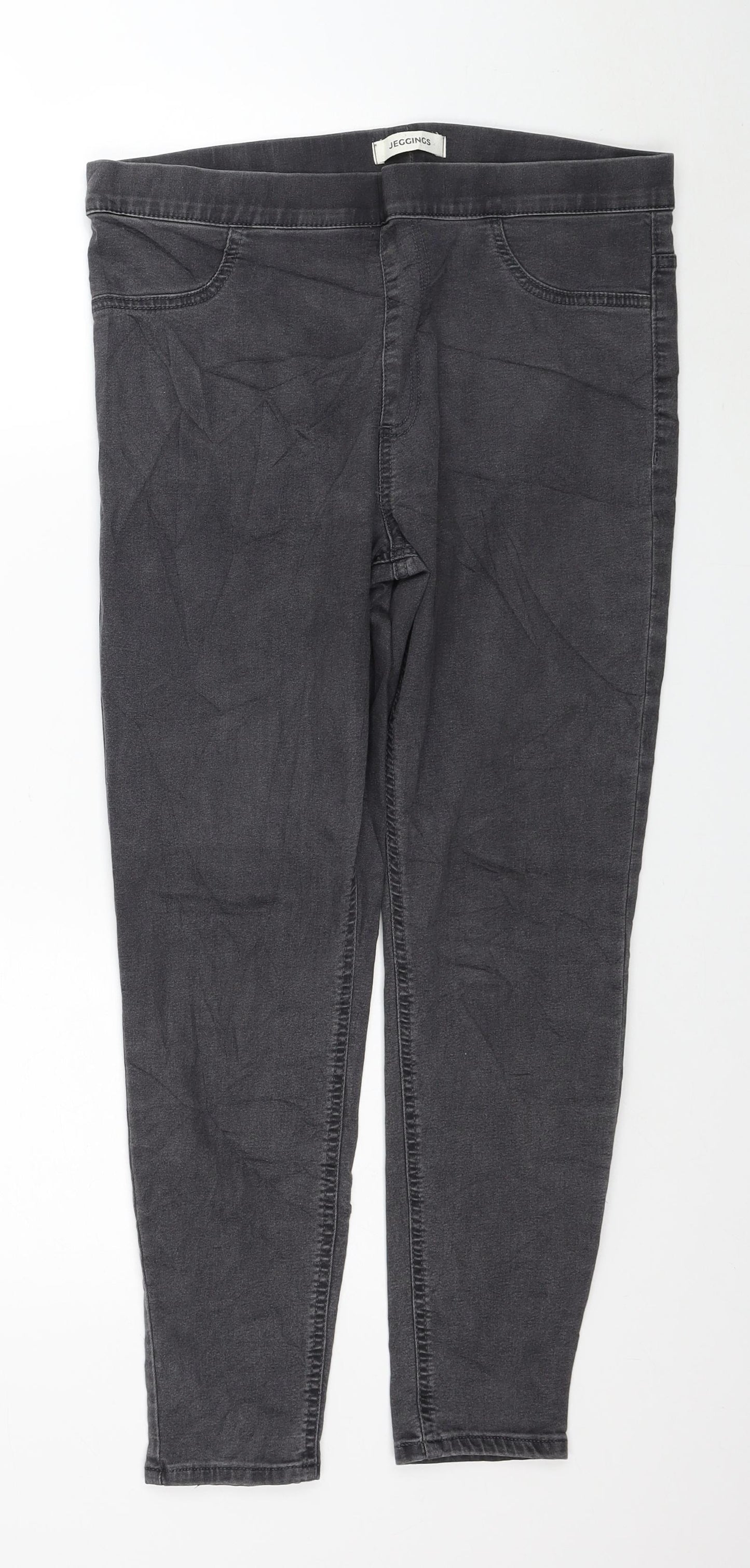 Marks and Spencer Womens Grey Cotton Jegging Jeans Size 14 L25 in Regular