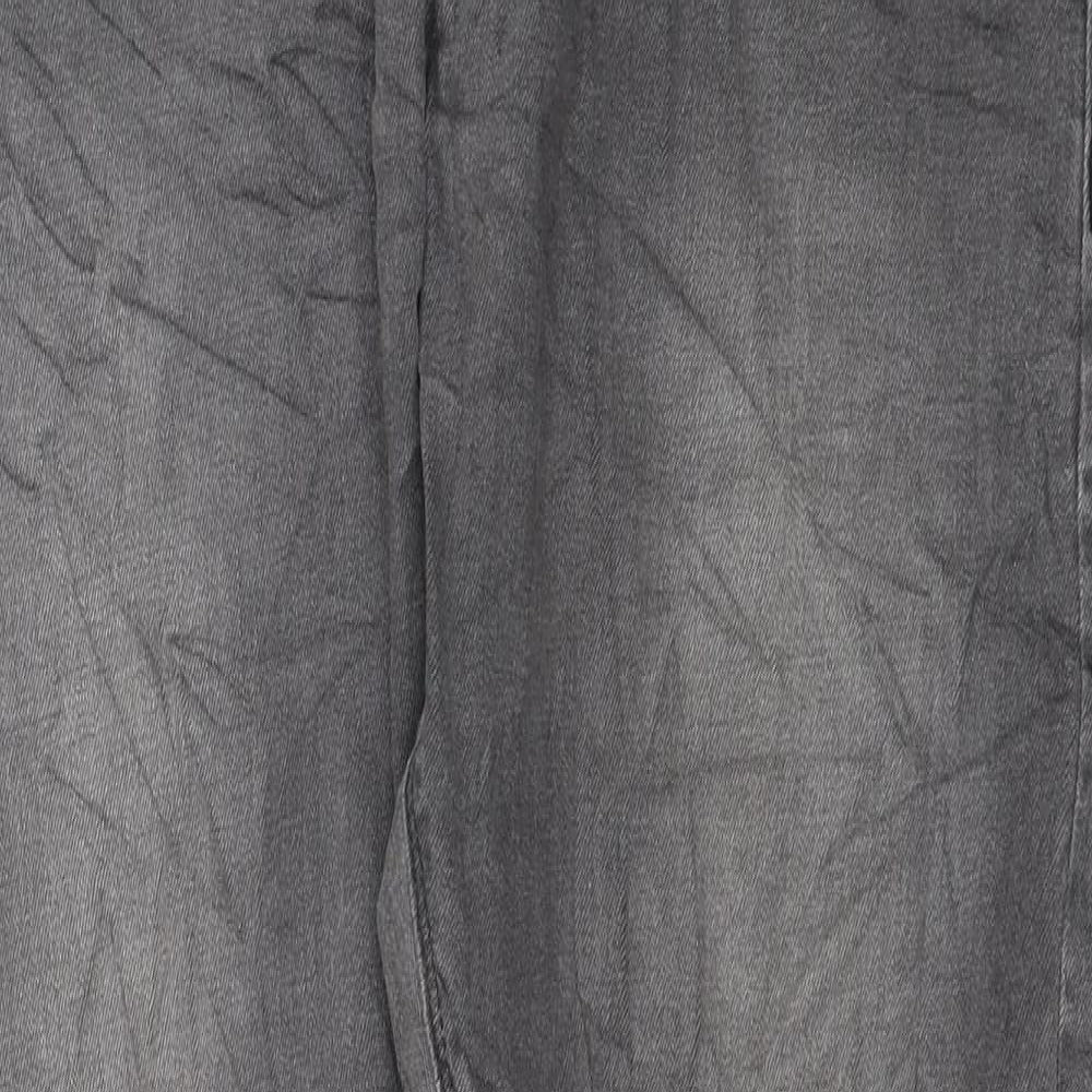Marks and Spencer Mens Grey Cotton Straight Jeans Size 34 in L29 in Slim Button