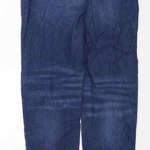 Marks and Spencer Womens Blue Cotton Boyfriend Jeans Size 10 L29 in Regular Button