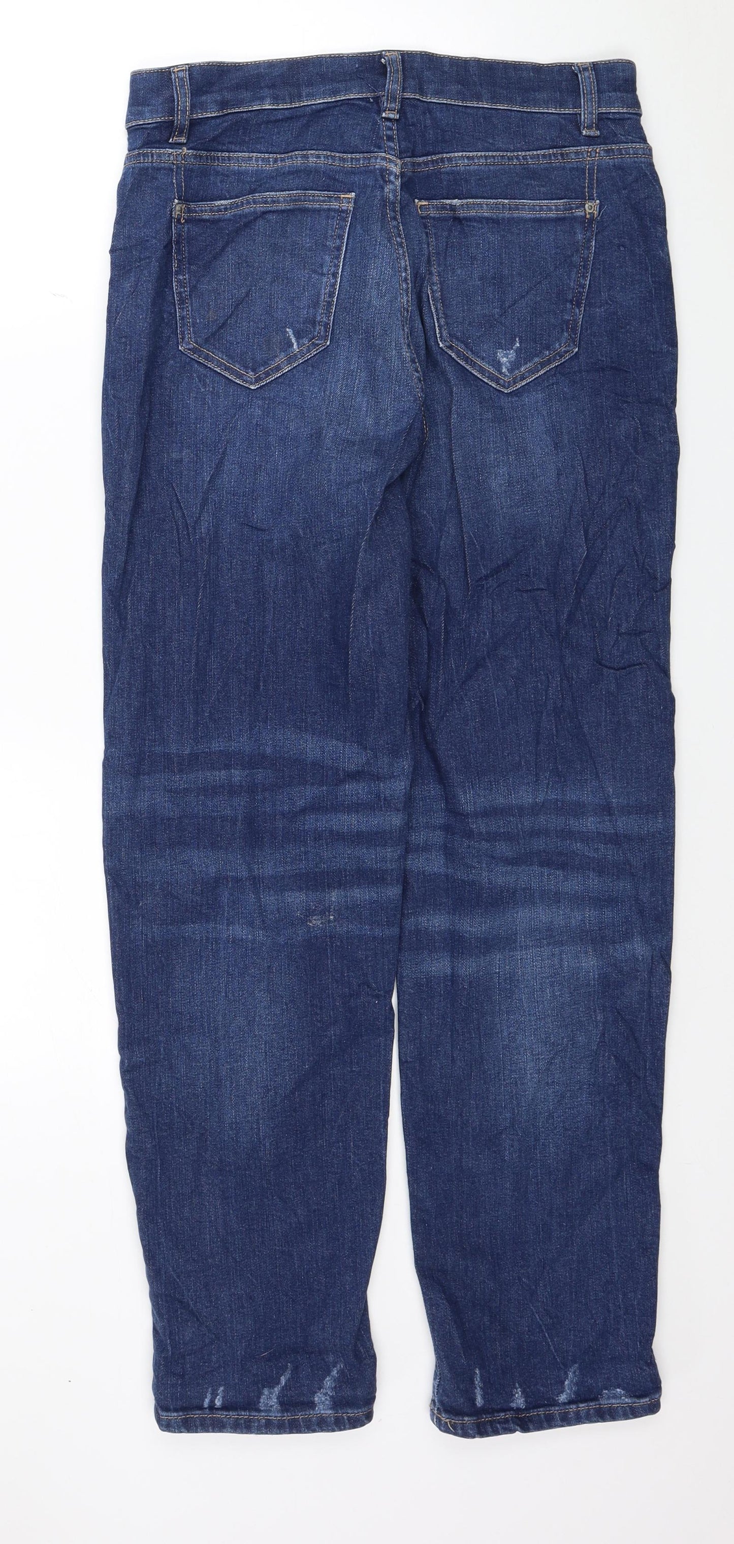 Marks and Spencer Womens Blue Cotton Boyfriend Jeans Size 10 L29 in Regular Button
