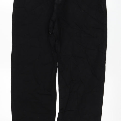 Marks and Spencer Mens Black Cotton Straight Jeans Size 32 in L31 in Regular Button