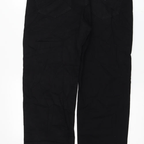 Marks and Spencer Mens Black Cotton Straight Jeans Size 32 in L31 in Regular Button