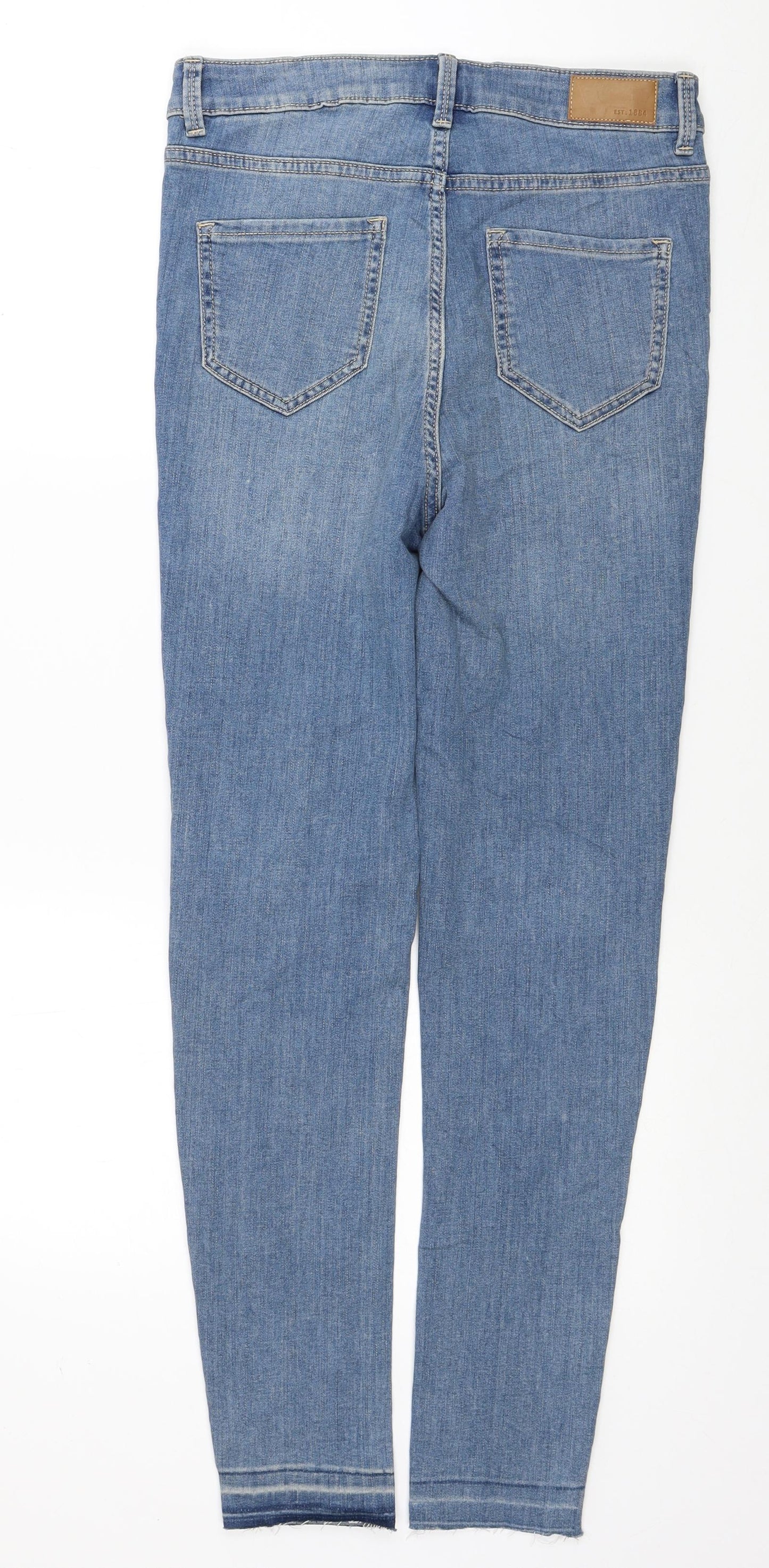 Marks and Spencer Womens Blue Cotton Skinny Jeans Size 10 L28 in Regular Button