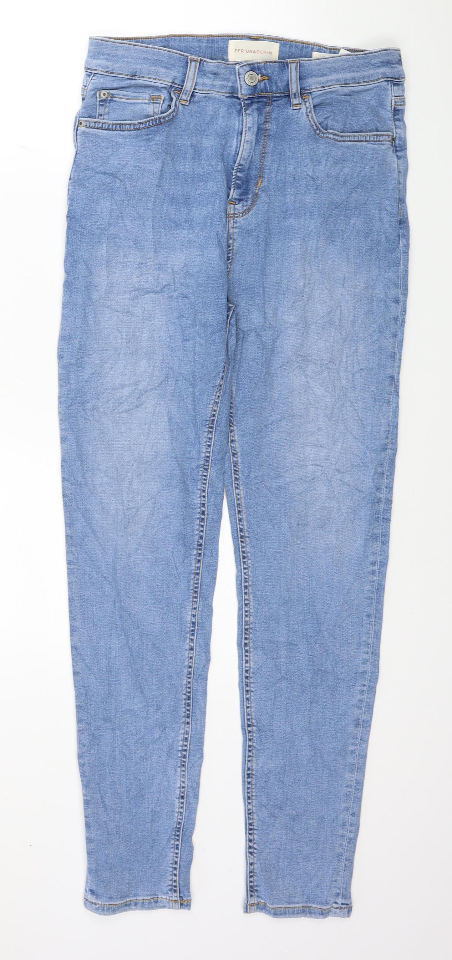 Per Una Womens Blue Lyocell Skinny Jeans Size 12 L28 in Regular Button