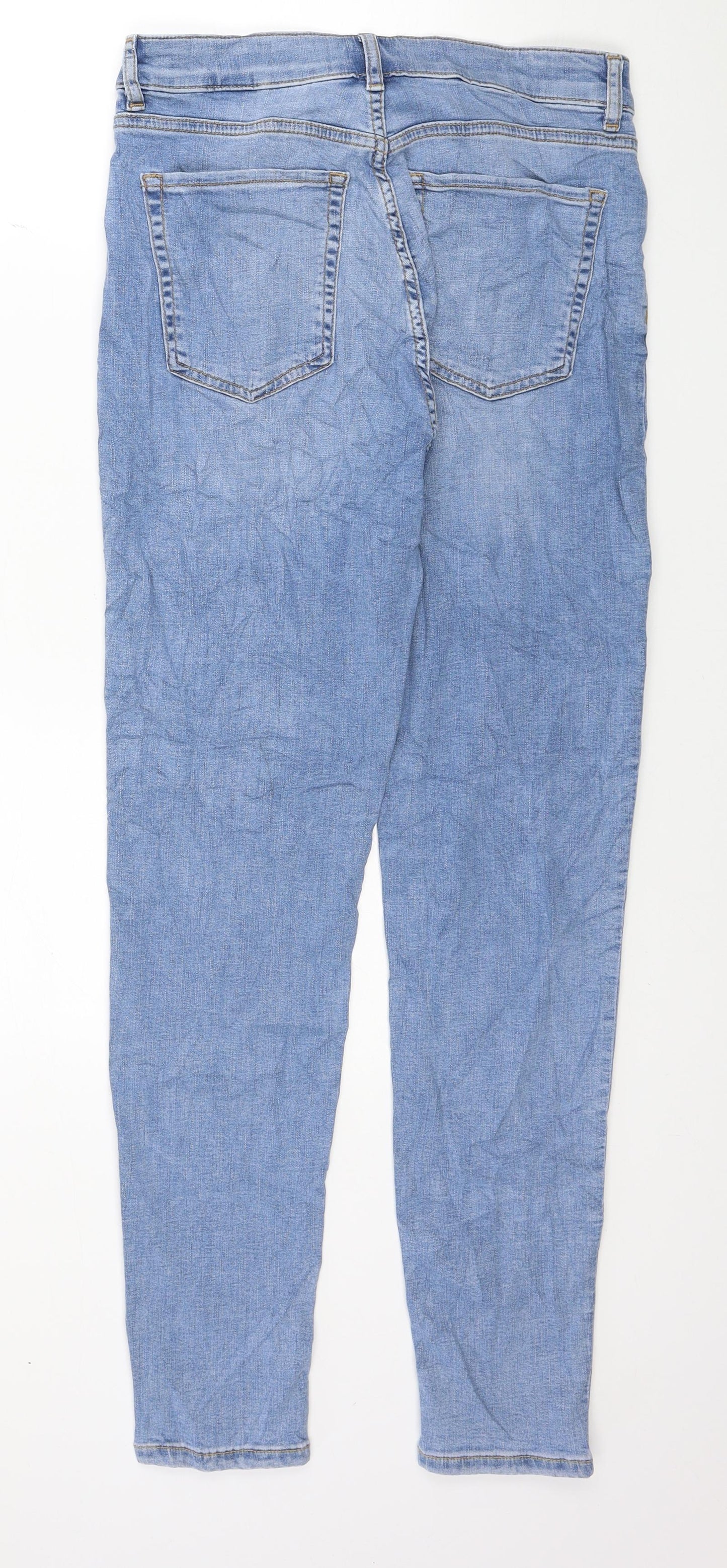 Per Una Womens Blue Lyocell Skinny Jeans Size 12 L28 in Regular Button
