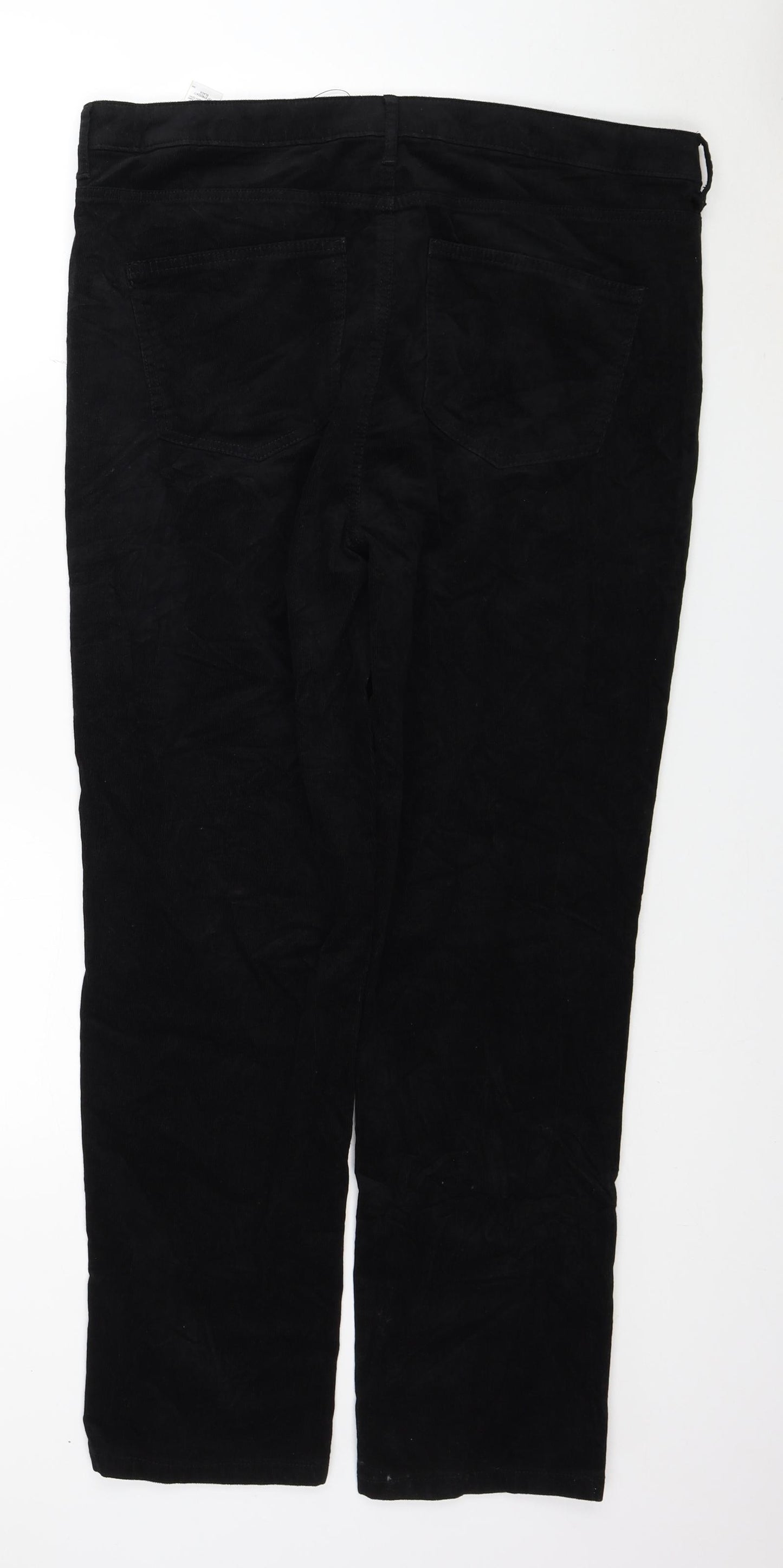 Marks and Spencer Womens Black Cotton Straight Jeans Size 18 L29 in Regular Button