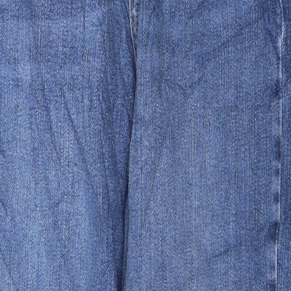 Marks and Spencer Womens Blue Cotton Mom Jeans Size 12 L28 in Regular Button