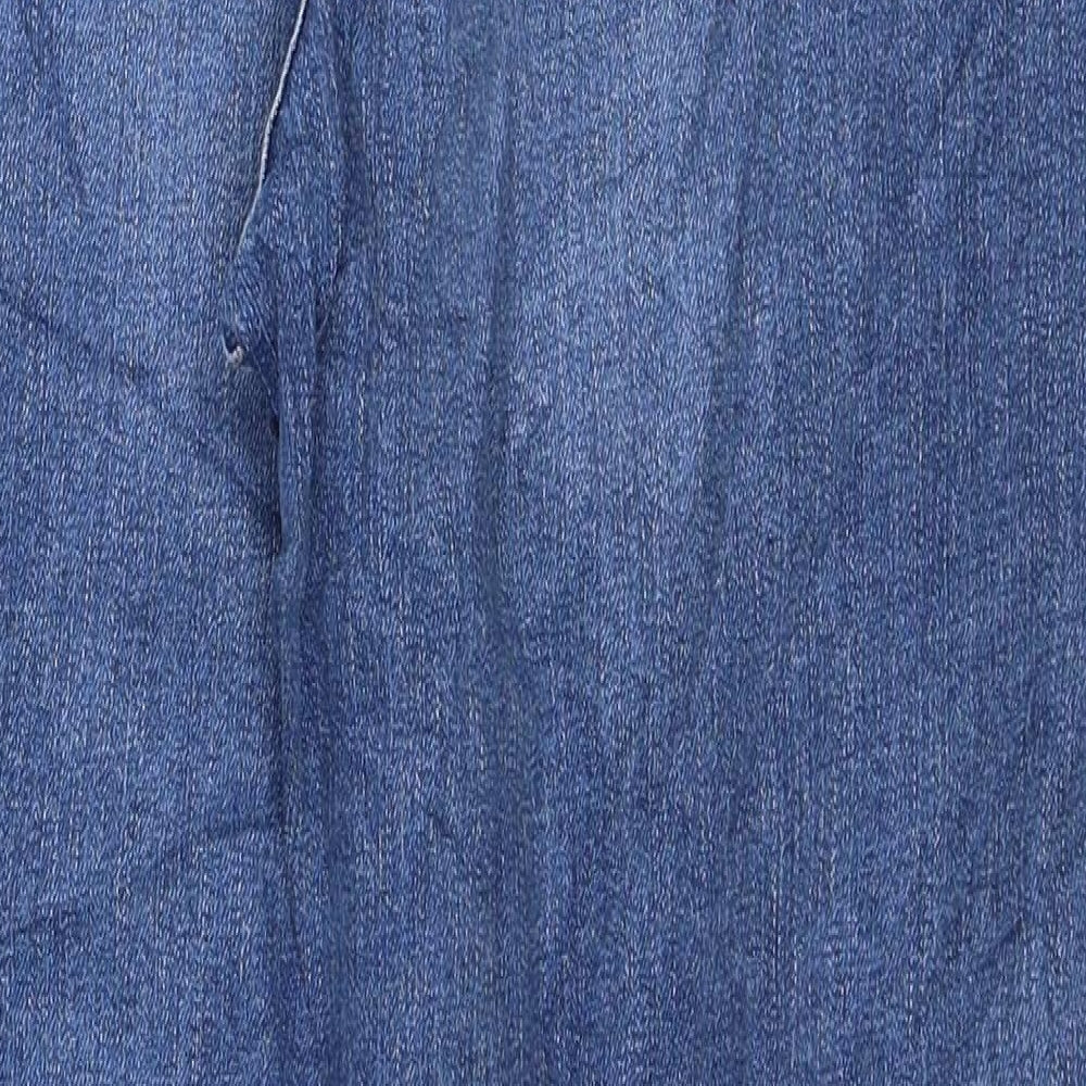 Marks and Spencer Womens Blue Cotton Mom Jeans Size 12 L28 in Regular Button