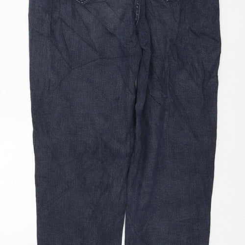 Marks and Spencer Womens Blue Cotton Mom Jeans Size 8 L27 in Regular Button