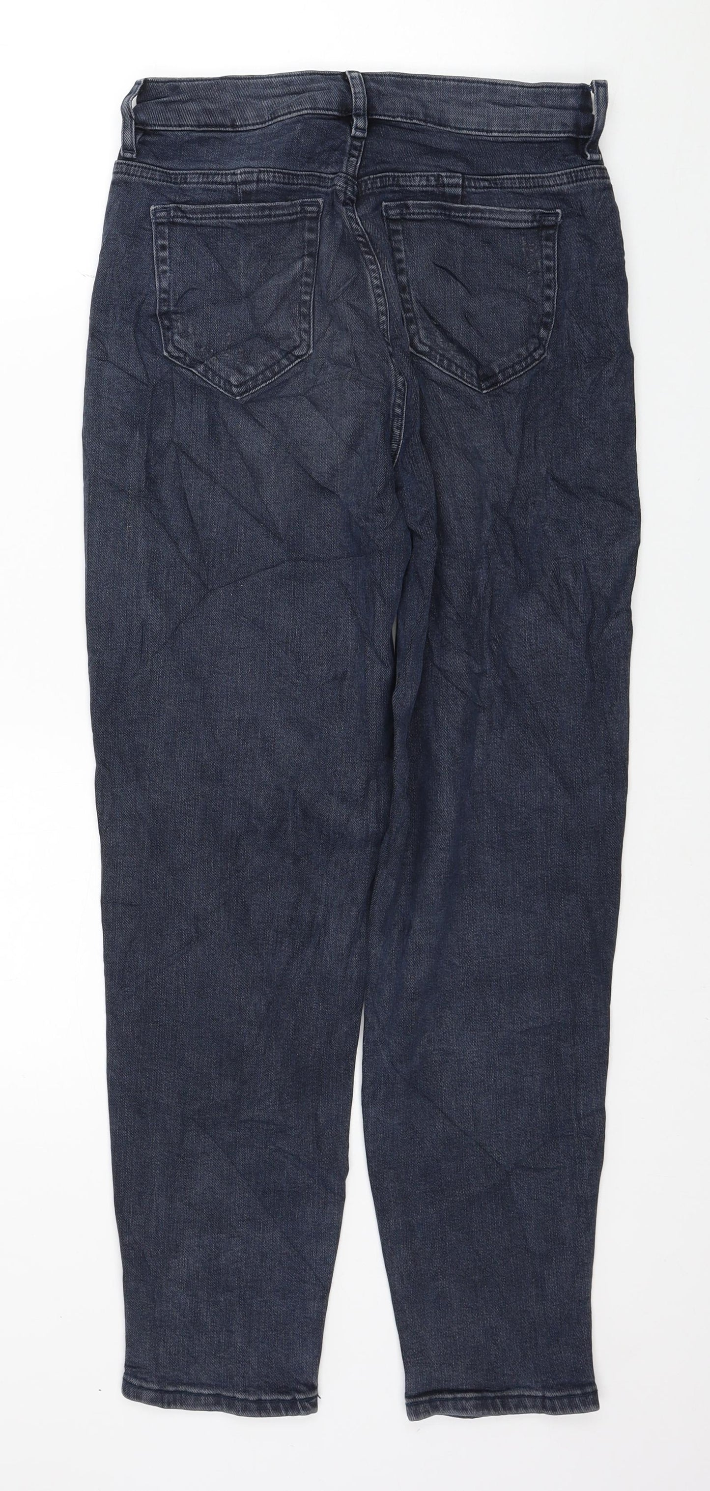 Marks and Spencer Womens Blue Cotton Mom Jeans Size 8 L27 in Regular Button