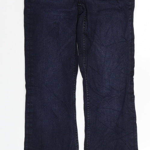Marks and Spencer Womens Blue Cotton Bootcut Jeans Size 8 L30 in Regular Button