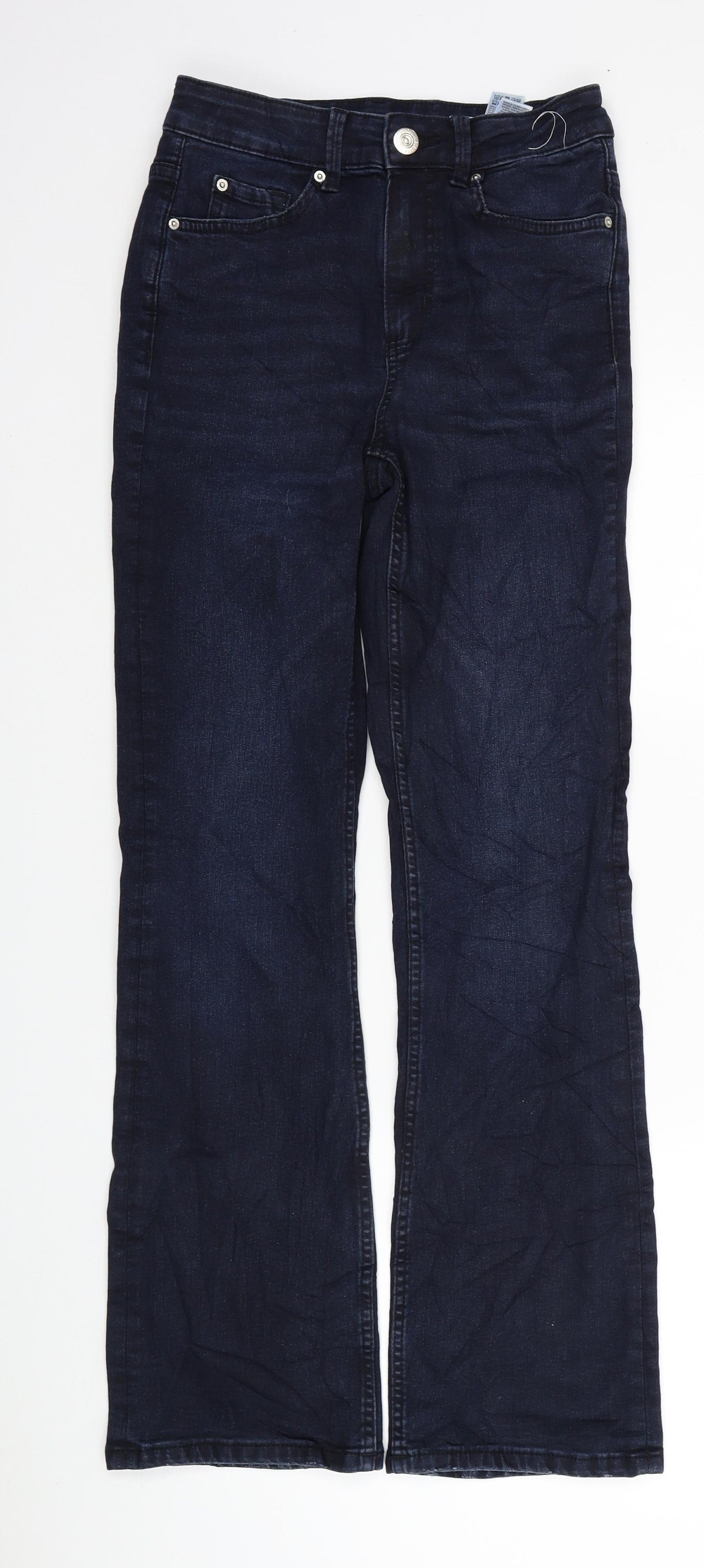 Marks and Spencer Womens Blue Cotton Bootcut Jeans Size 8 L30 in Regular Button