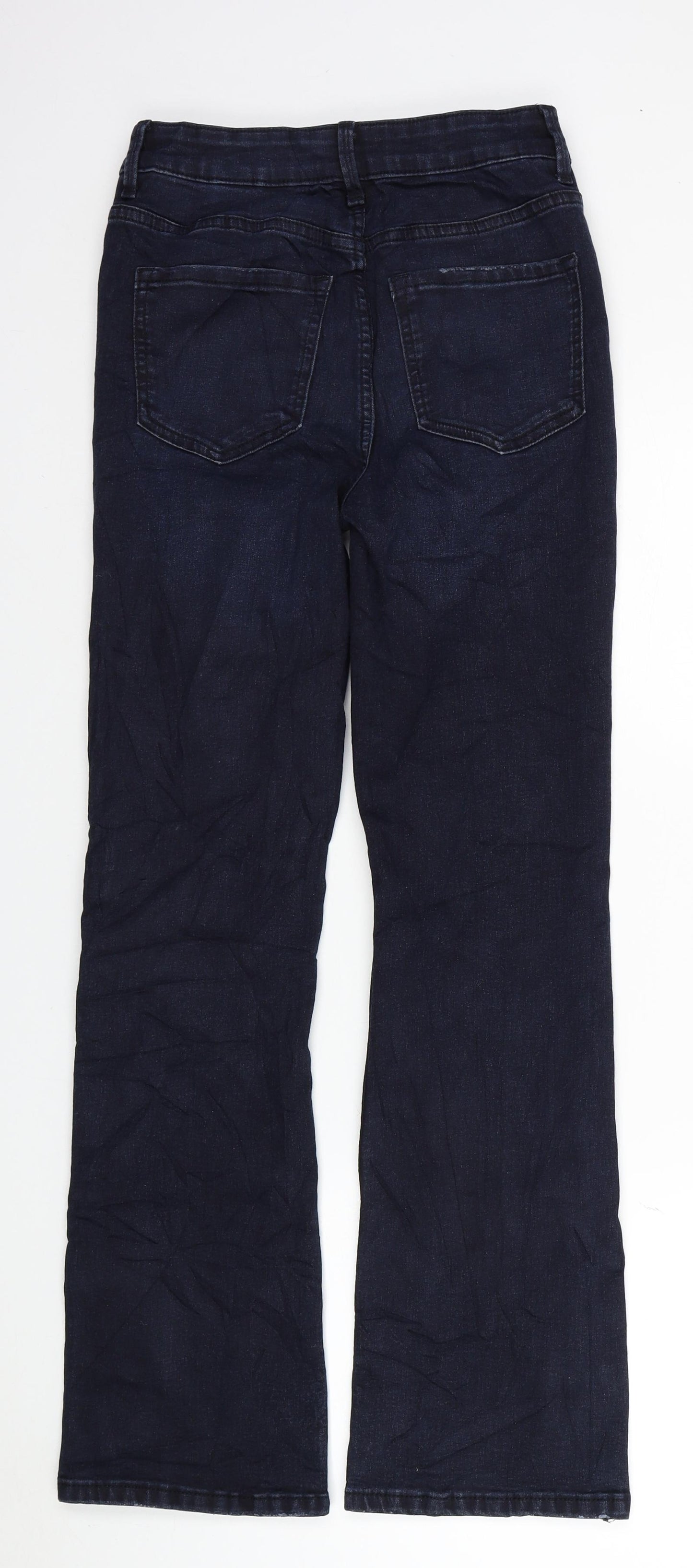 Marks and Spencer Womens Blue Cotton Bootcut Jeans Size 8 L30 in Regular Button