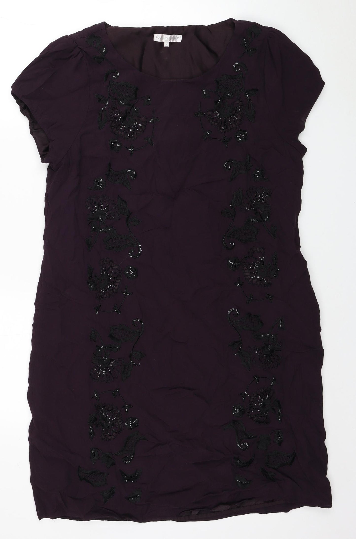 RJR.John Rocha Womens Purple Polyester Sheath Size 16 Round Neck Zip