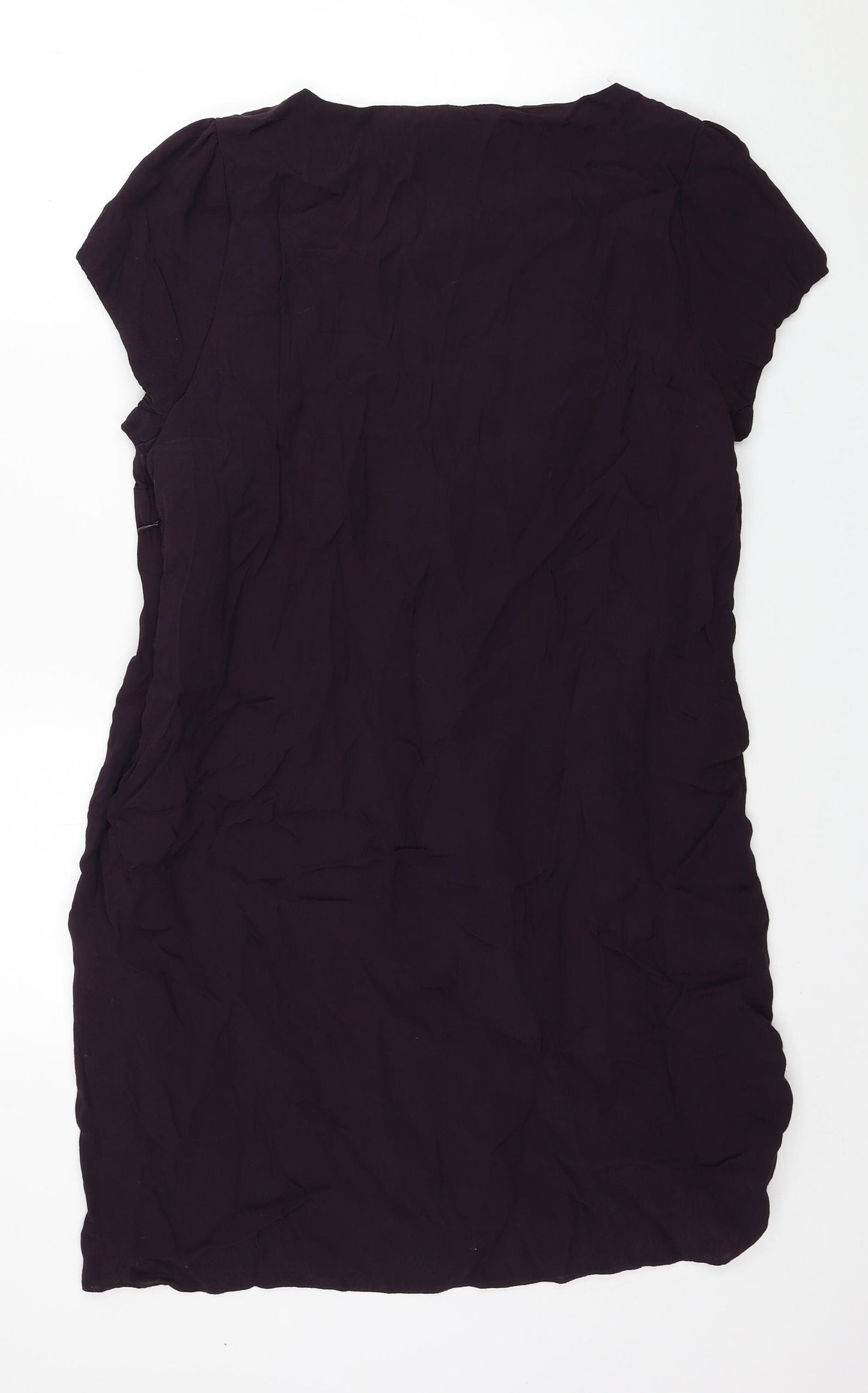 RJR.John Rocha Womens Purple Polyester Sheath Size 16 Round Neck Zip