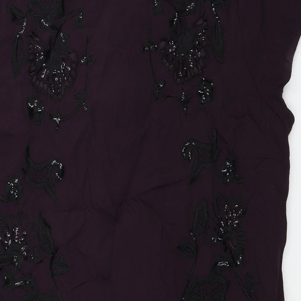 RJR.John Rocha Womens Purple Polyester Sheath Size 16 Round Neck Zip