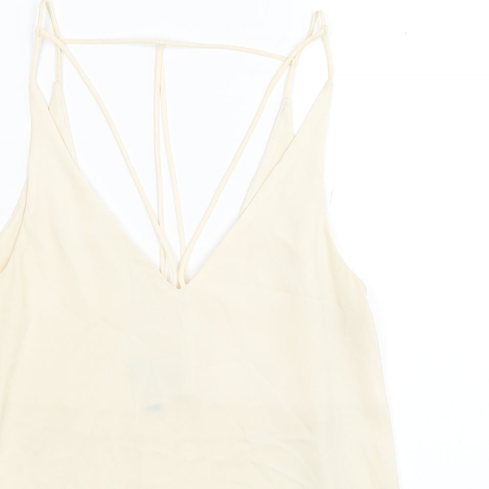 Topshop Womens Ivory Polyester Camisole Tank Size 8 V-Neck