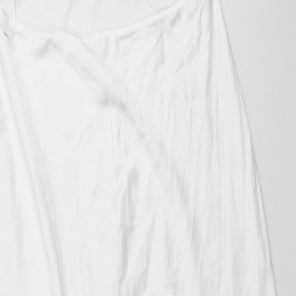 Zara Womens White Polyester Slip Dress Size XL Square Neck Zip