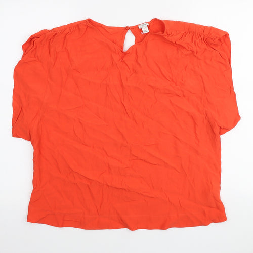 River Island Womens Orange Viscose Basic T-Shirt Size 14 Round Neck