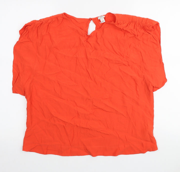 River Island Womens Orange Viscose Basic T-Shirt Size 14 Round Neck