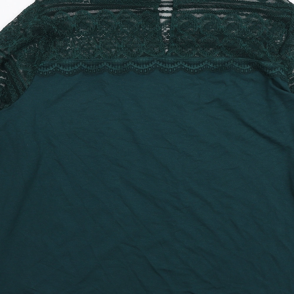 Marks and Spencer Womens Green Polyester Basic Blouse Size 22 Mock Neck - Lace Detail